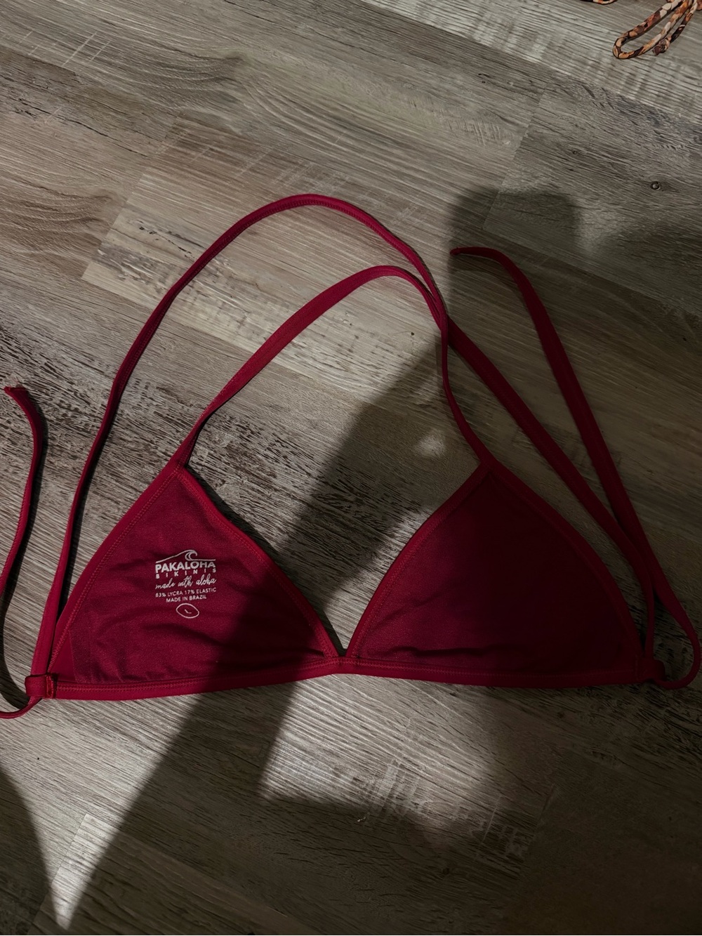 Pakaloha Women's Deep Red Triangle Bikini Top